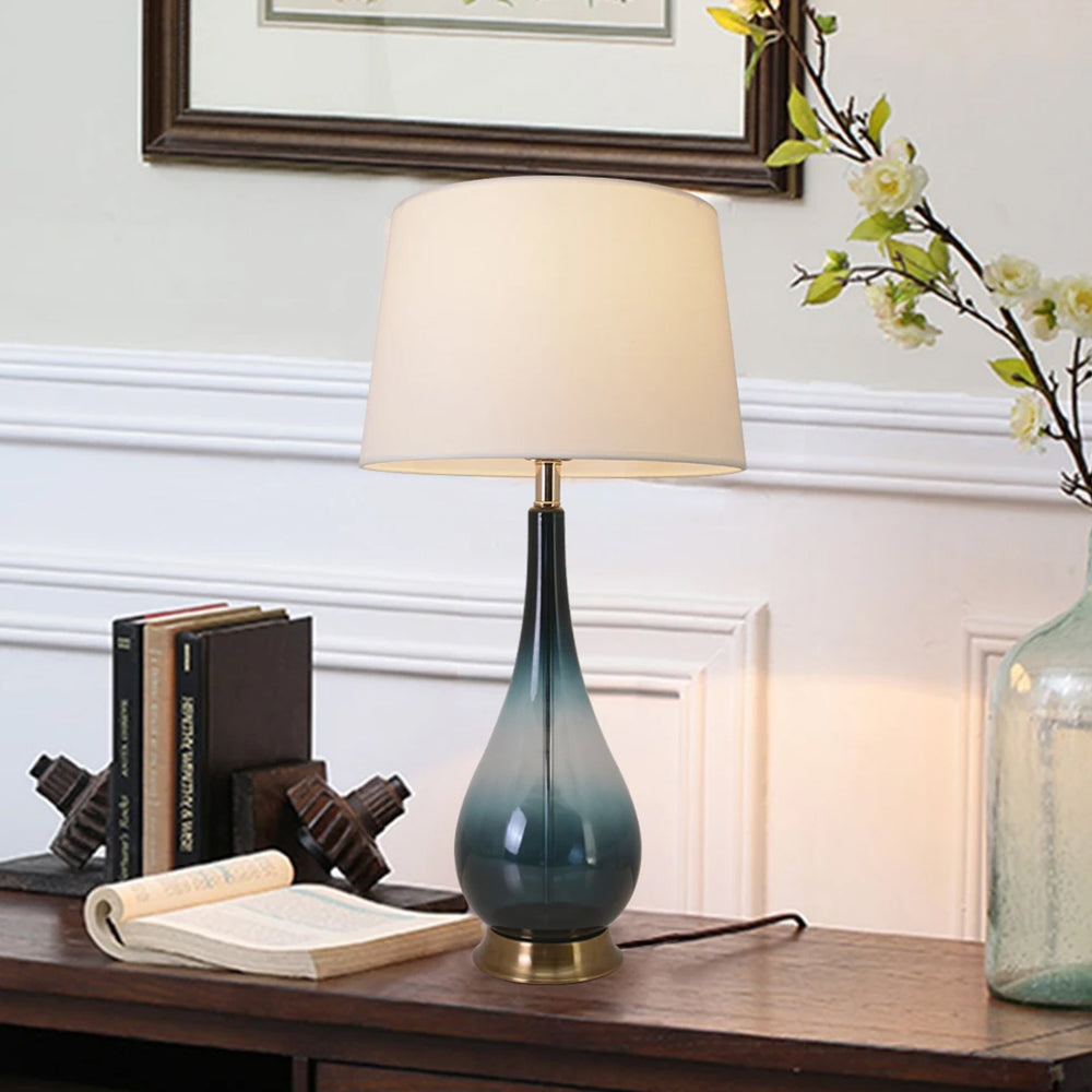 Tulip Big Translucent Ombre Glass Table Lamp 30" - Forest Green Ombre/White (Set of 2) 