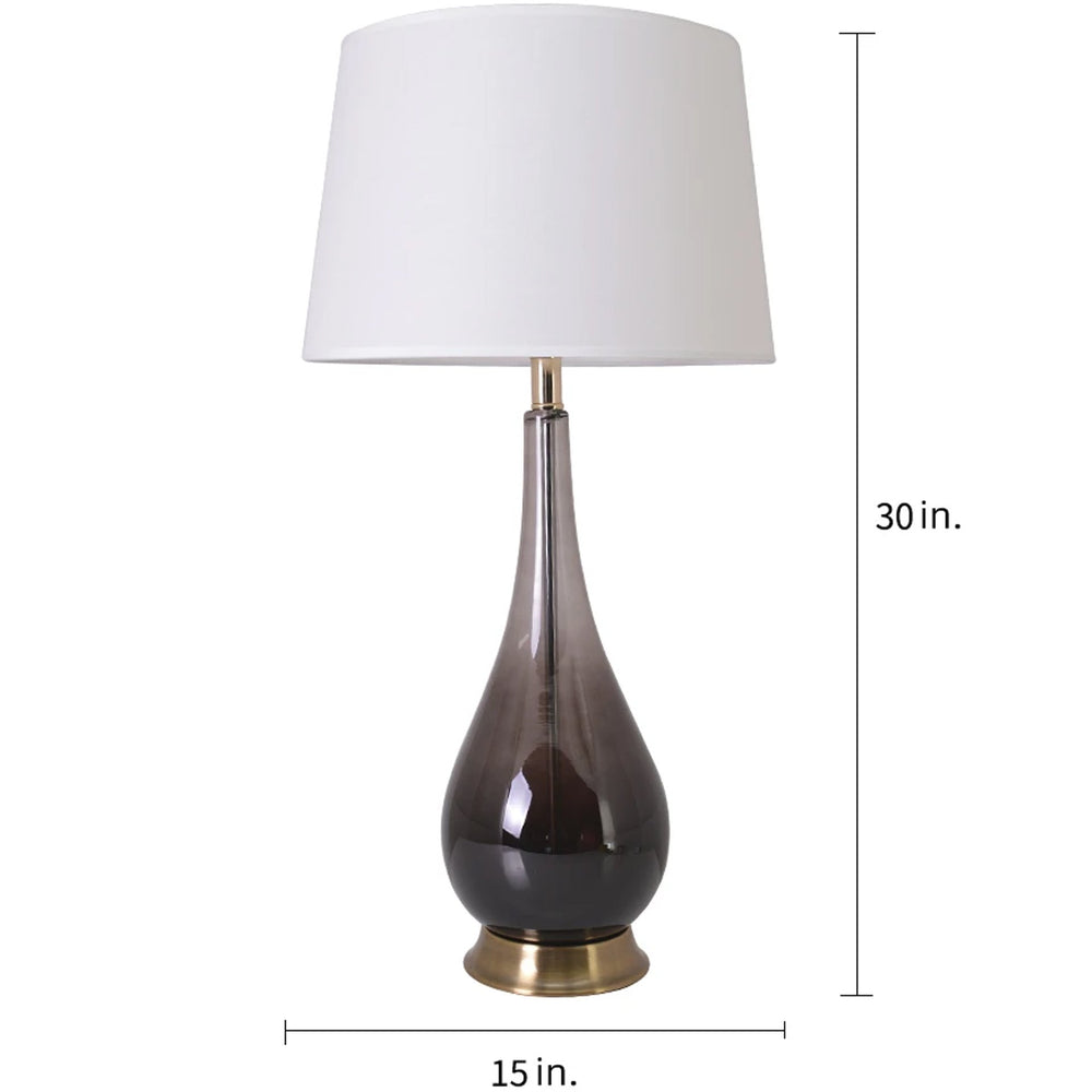 Tulip Big Translucent Ombre Glass Table Lamp 30" - Smoke Gray Ombre/Creme (Set of 2) 