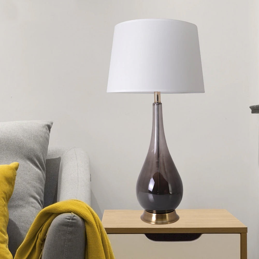 Tulip Big Translucent Ombre Glass Table Lamp 30" - Smoke Gray Ombre/Creme (Set of 2) 