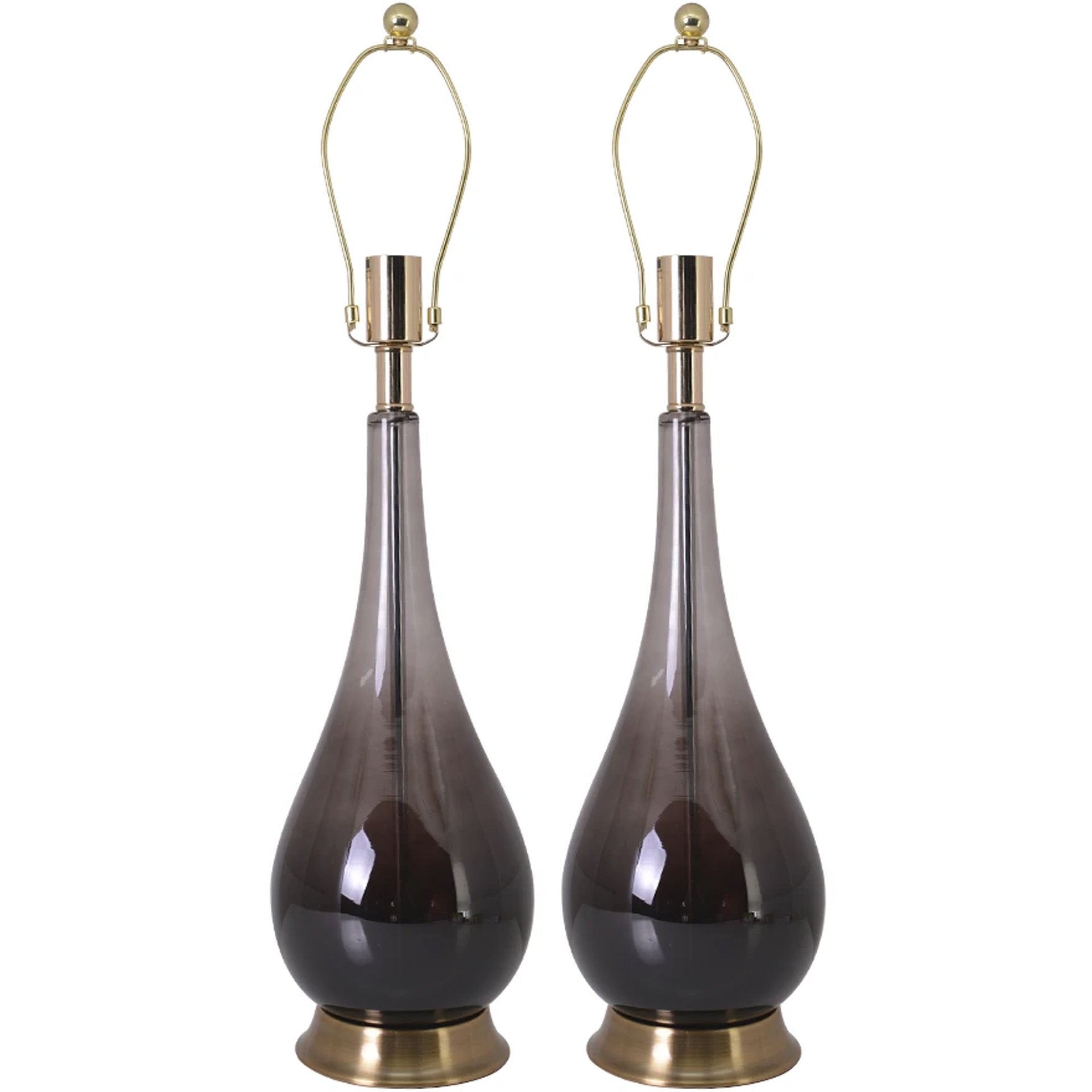 Tulip Big Translucent Ombre Glass Table Lamp 30" - Smoke Gray Ombre/Creme (Set of 2) 