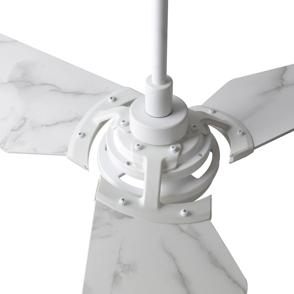 Trailblazer Outdoor 56" Smart Ceiling Fan with LED Light Kit-White Base and White Marble Pattern Fan Blades 