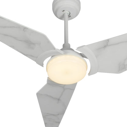 Trailblazer Outdoor 52&quot; Smart Ceiling Fan with LED Light Kit-White Base and White Marble Pattern fan blades.