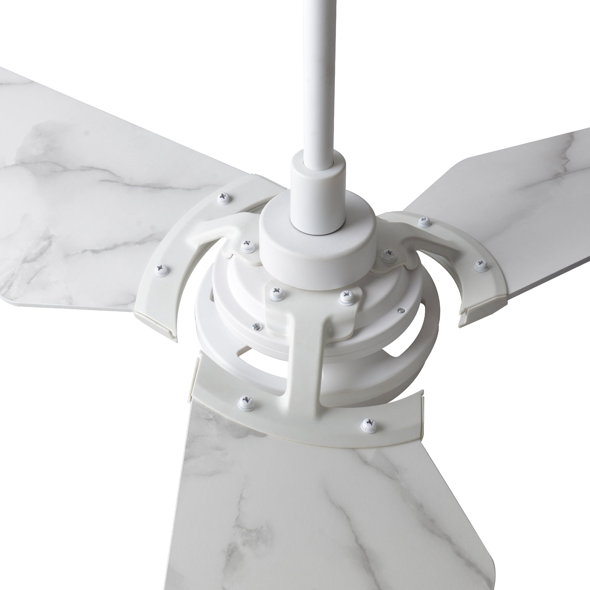 Trailblazer Outdoor 52&quot; Smart Ceiling Fan with LED Light Kit-White Base and White Marble Pattern fan blades.