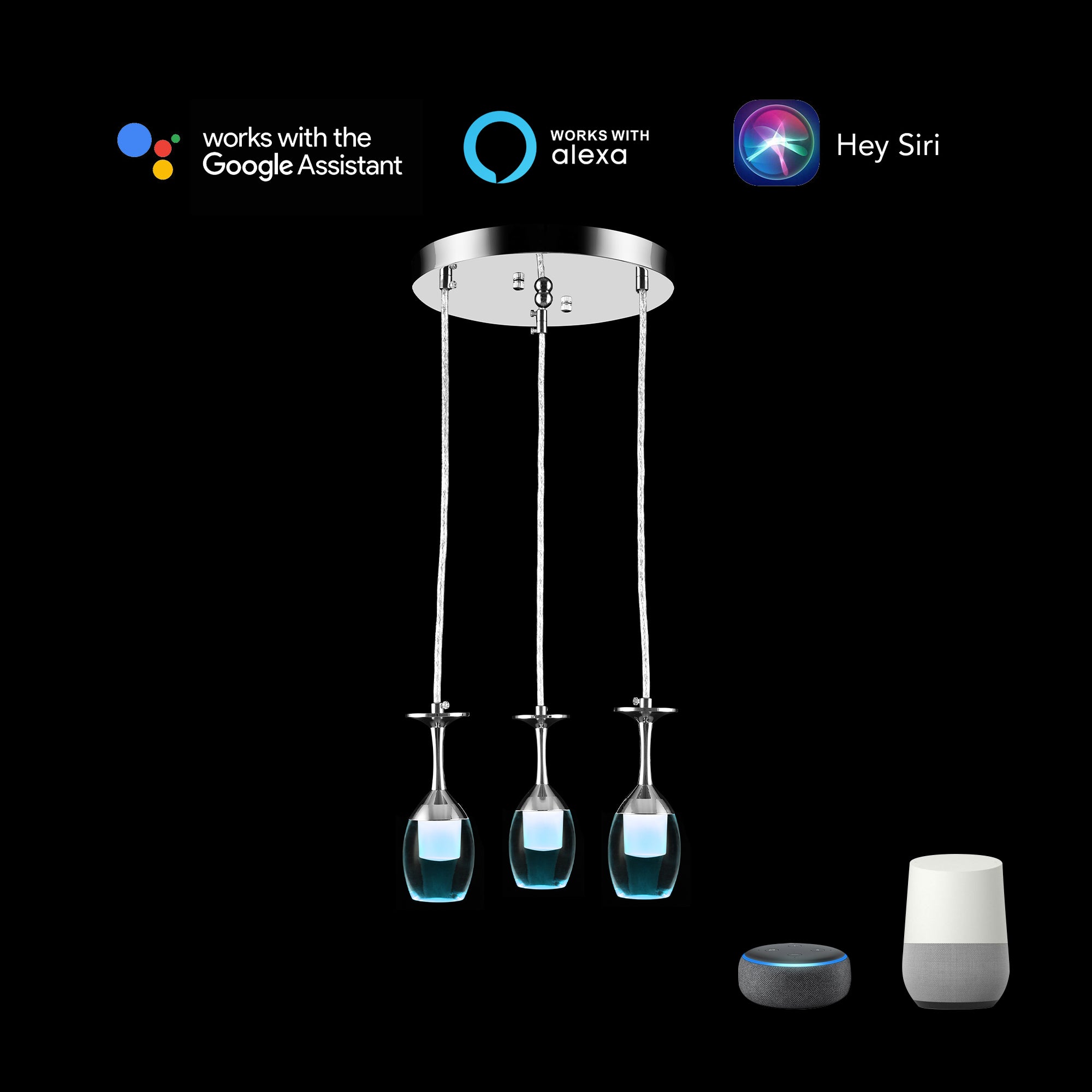 It brings fun light that can be used in every occasion. The pendant light features Wi-Fi apps, Siri Shortcut and Voice control technology (compatible with Amazon Alexa and Google Home Assistant) to set the pendant light dimmable and RGB multicolor. This pendant light can satisfy not only the various color lighting effect settings, but also the more dim color variations that slowly change. The light colors are vivid and bright and dimmable. 