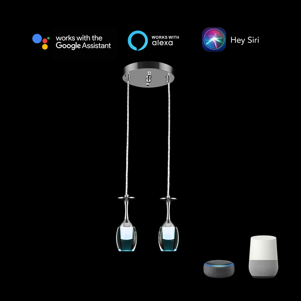 It brings fun light that can be used in every occasion. The pendant light features Wi-Fi apps, Siri Shortcut and Voice control technology (compatible with Amazon Alexa and Google Home Assistant) to set the pendant light dimmable and RGB multicolor. This pendant light can satisfy not only the various color lighting effect settings, but also the more dim color variations that slowly change. The light colors are vivid and bright and dimmable. 