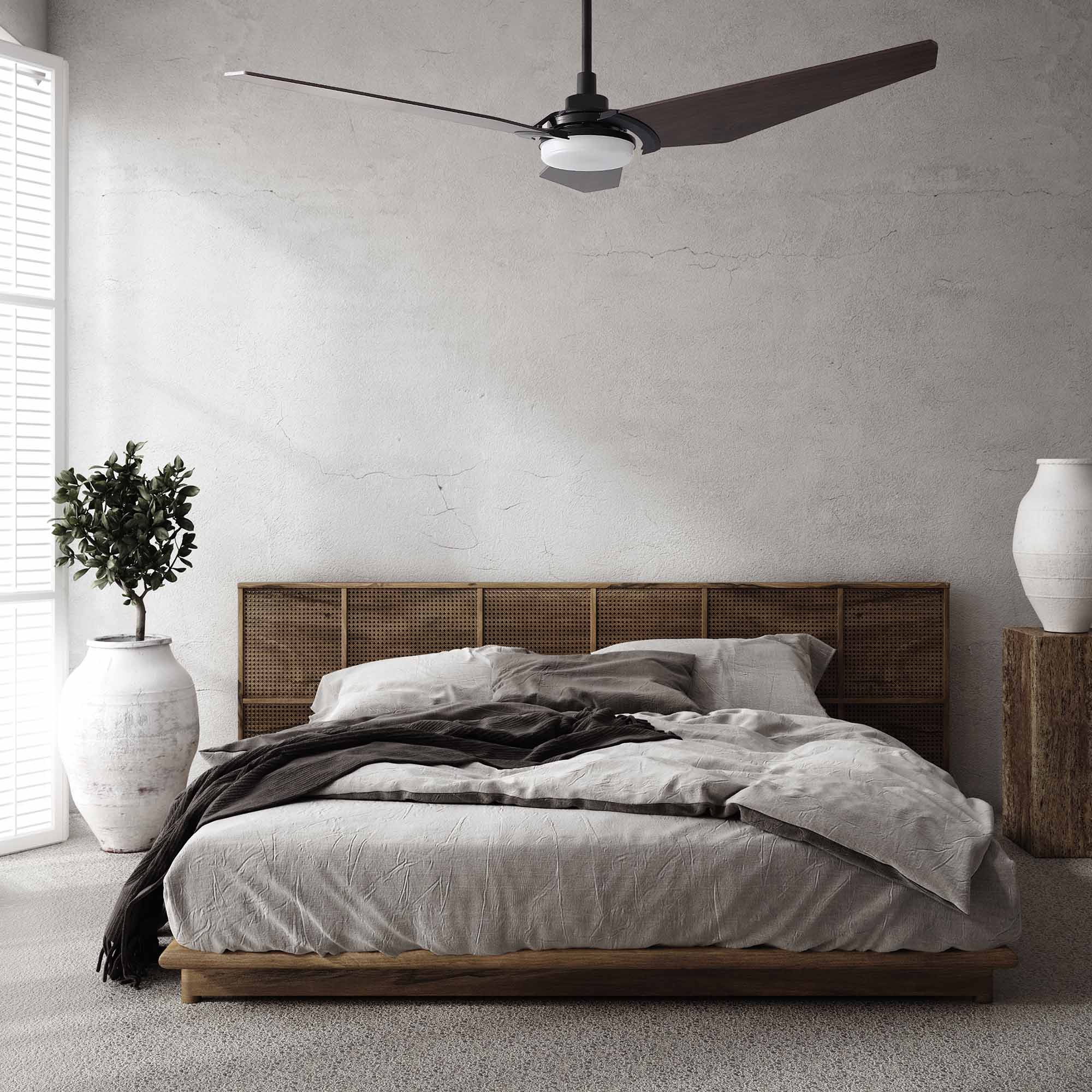 The Smafan Trailblazer 52'' Smart Fan’s sleek and stylish design fits perfectly with any décor trend. With a fully dimmable, and energy-efficient LED kit, whisper-quiet operation, compatible with Alexa, Google Assistant, Sir, phone app, easy install, Trailblazer helps you have a smarter way to stay cool.#color_dark-wood