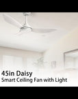 Daisy 45 inch Google Assistant Smart Ceiling Fan with LED Light
