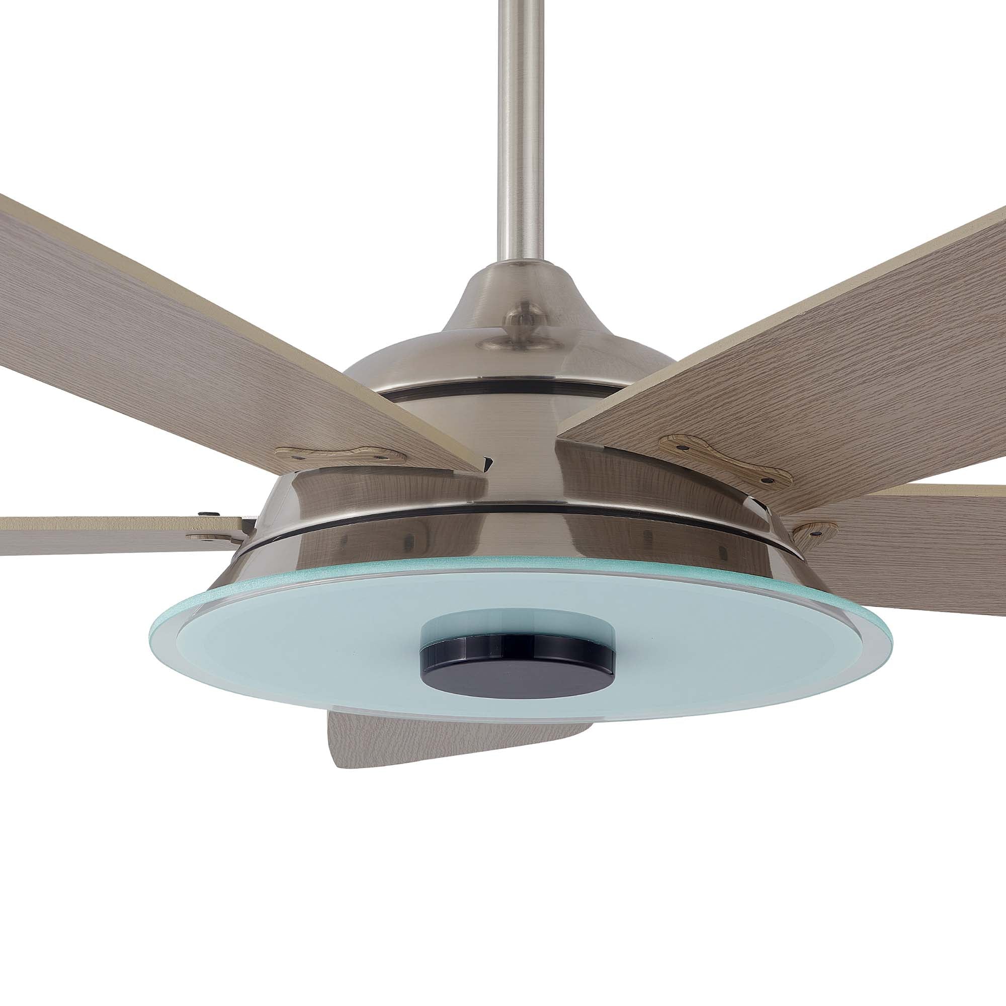 Striker Outdoor 52'' Smart Ceiling Fan with LED Light Kit-Silver base with light wood grain blades#color_silver