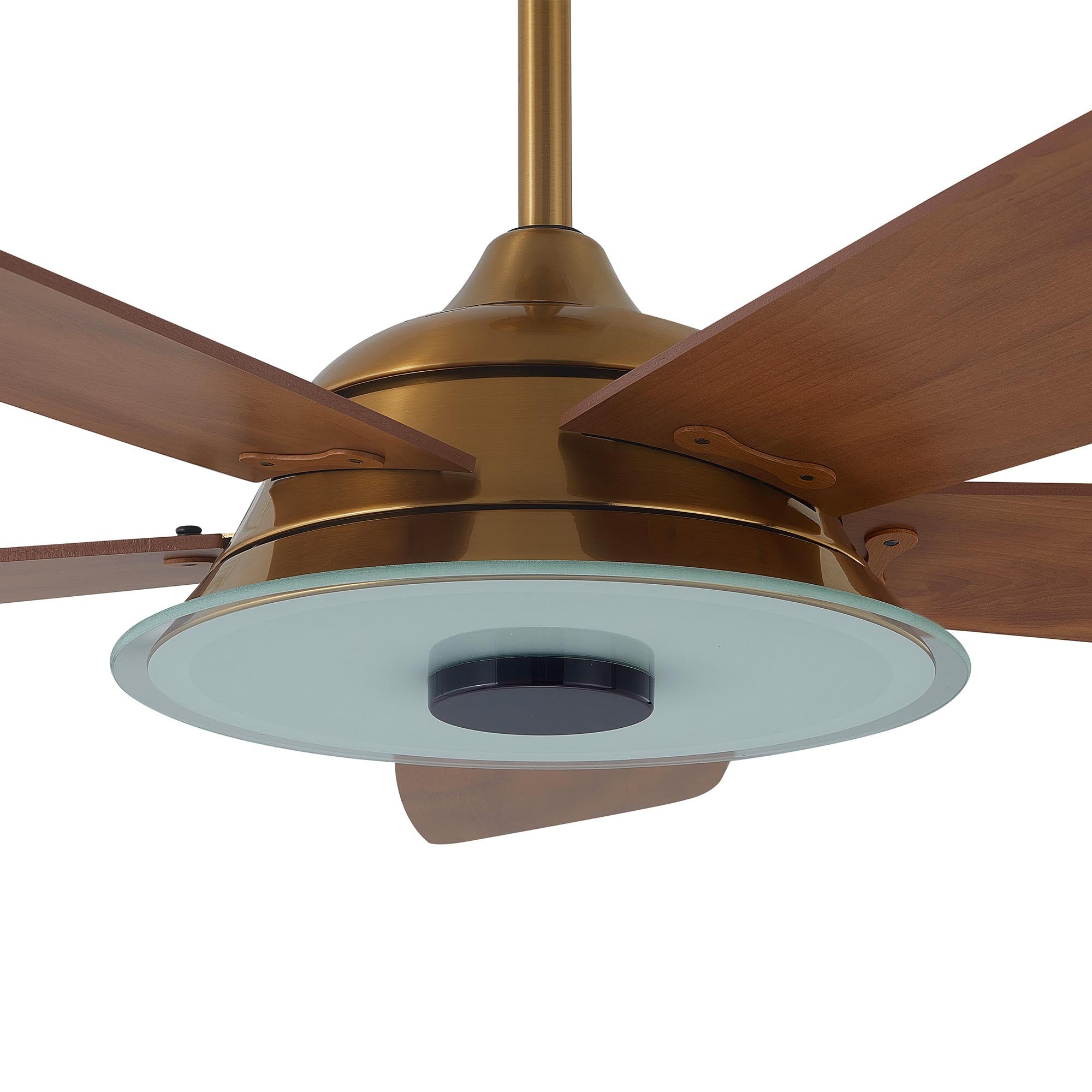 Carro Home Striker 56&#39;&#39; 5-Blade Smart Ceiling Fan with LED Light Kit &amp; Remote - Gold Case and Fine Wood Fan Blades