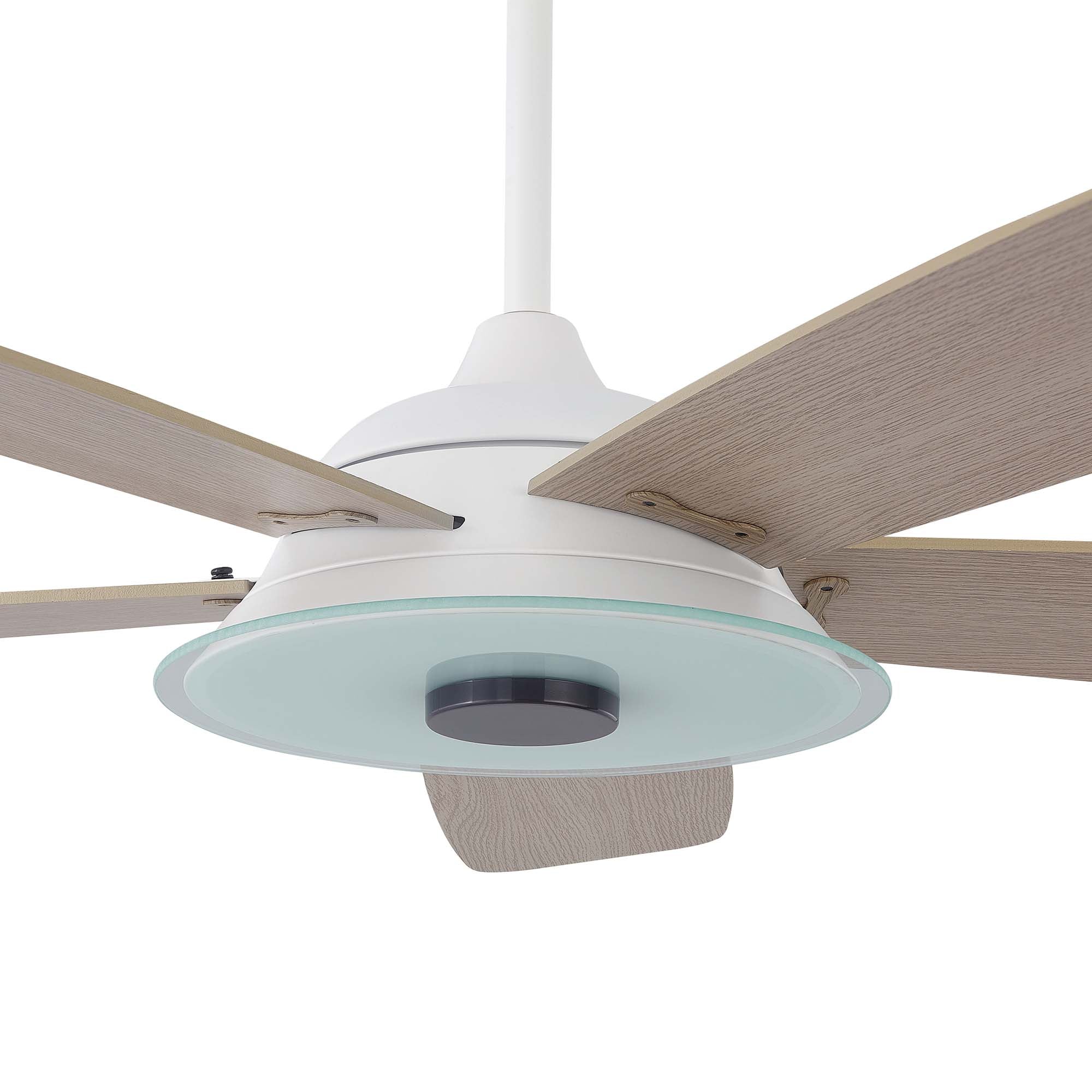 Striker Outdoor 52'' Smart Ceiling Fan with LED Light Kit-White base with light wood grain blades#color_light-wood