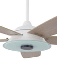 Carro Home Striker 56'' 5-Blade Smart Ceiling Fan with LED Light Kit & Remote - White Case and Light Wood Fan Blades