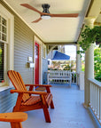 Antrim smart ceiling fan can be installed in outdoor covered area, with modern design, and flush mounted. 