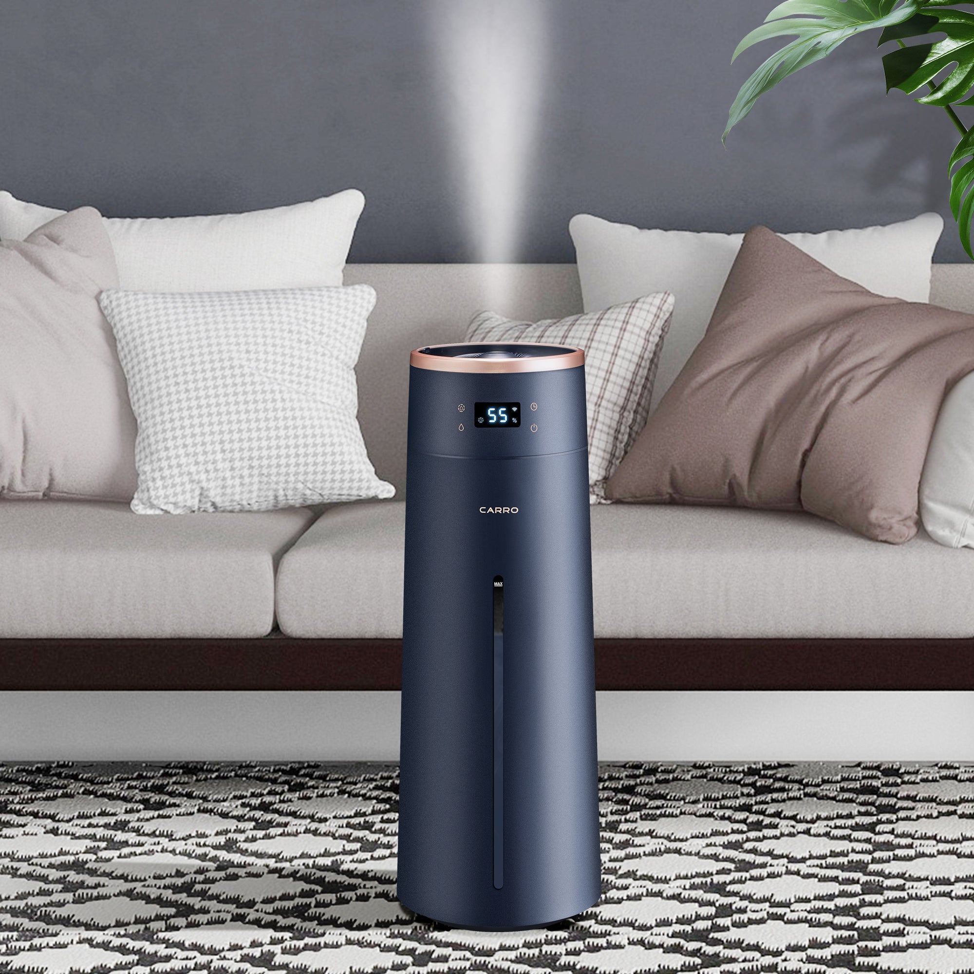 The humidifier features Wi-Fi apps, Siri Shortcut and Voice control technology (compatible with Amazon Alexa and Google Home Assistant ) to set humidity preferences.Carro humidifier helps create better interior environment with more relief and comfort ,for those suffering from colds, allergies and dry skin. #color_Black
