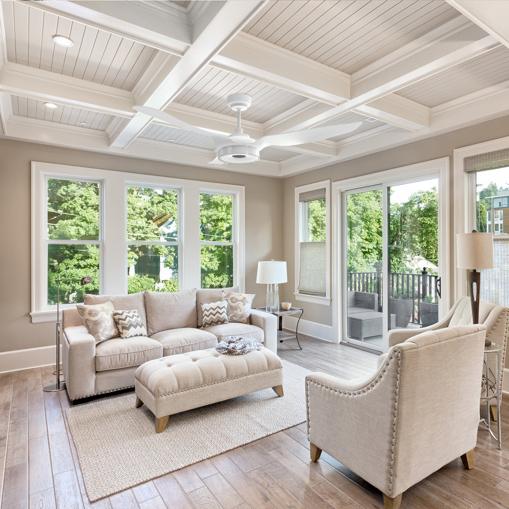 Icebreaker 60‘’ smart fan delivers high and energy-efficient airflow in a sleek design. With dimmable integrated LED, 10-speed whisper-quiet DC motor, available remote, phone app, and voice integration control, and airfoils in classic white or black or clear, Icebreaker helps you enjoy your better life.