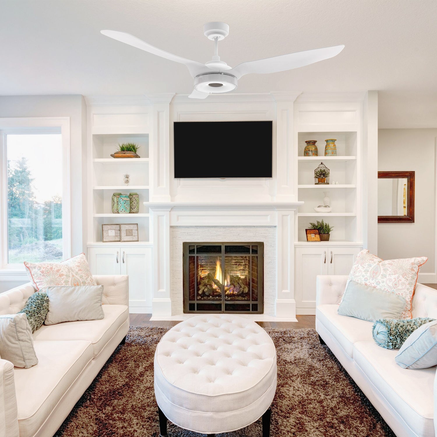 Icebreaker 60‘’ smart fan delivers high and energy-efficient airflow in a sleek design. With dimmable integrated LED, 10-speed whisper-quiet DC motor, available remote, phone app, and voice integration control, and airfoils in classic white, Icebreaker helps you enjoy your better life.