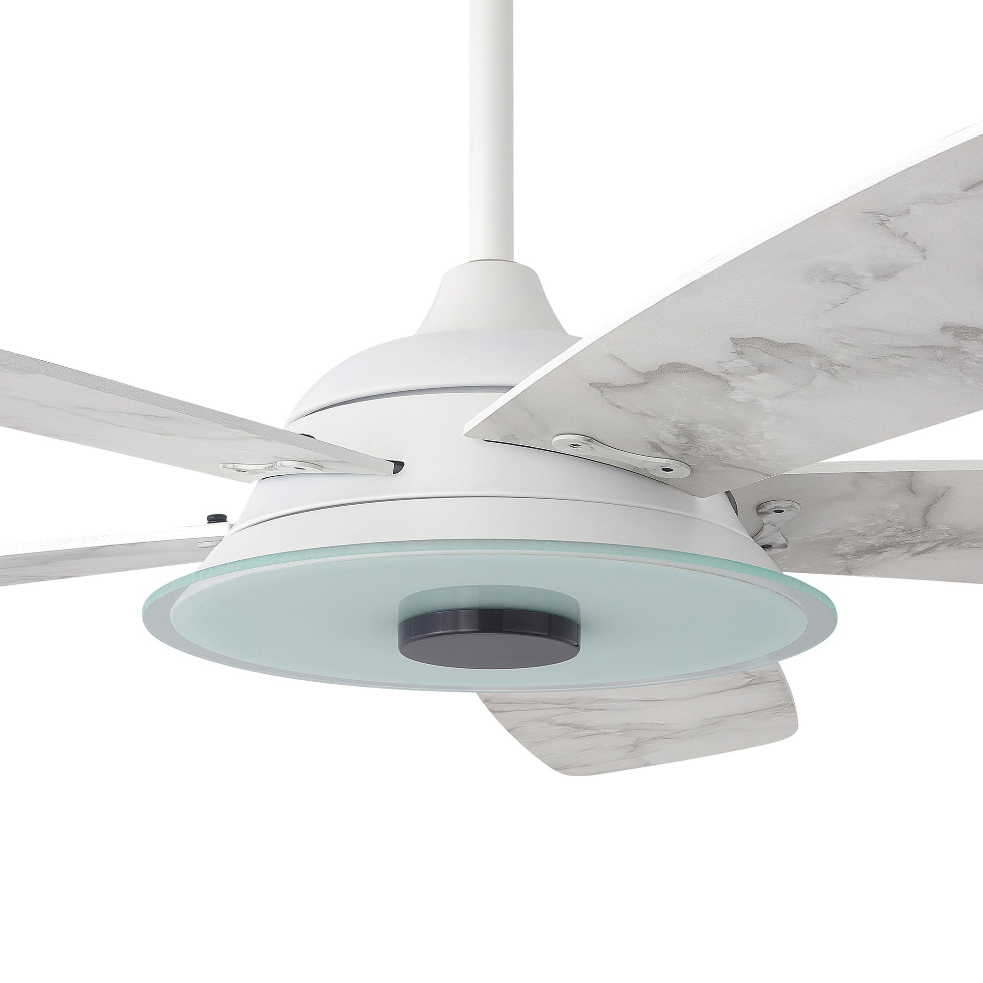 Carro Home Striker 56'' 5-Blade Smart Ceiling Fan with LED Light Kit & Remote - White Case and White Marble Pattern Fan Blades#color_white