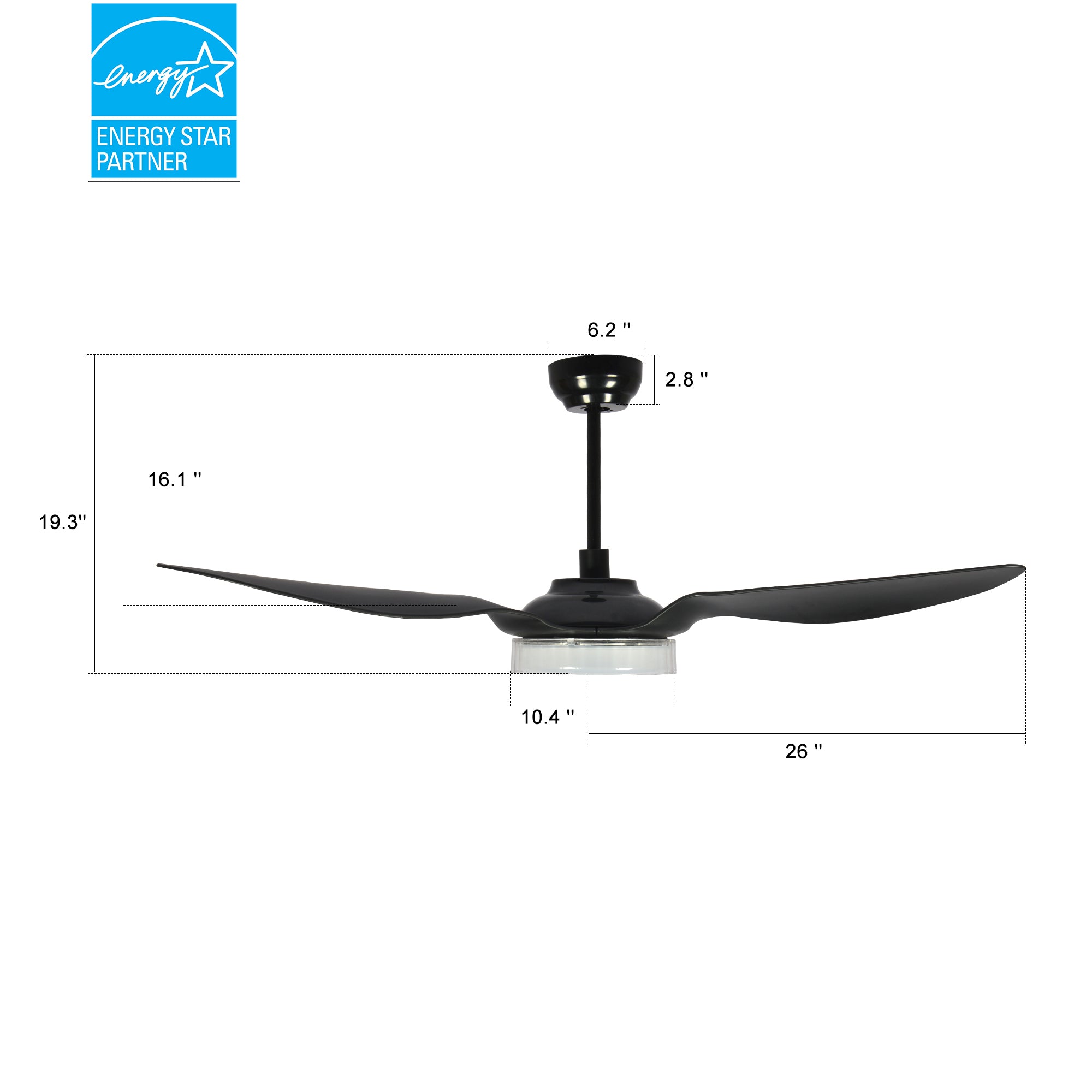 Icebreaker Outdoor 52'' Smart Ceiling Fan with LED Light Kit#color_black