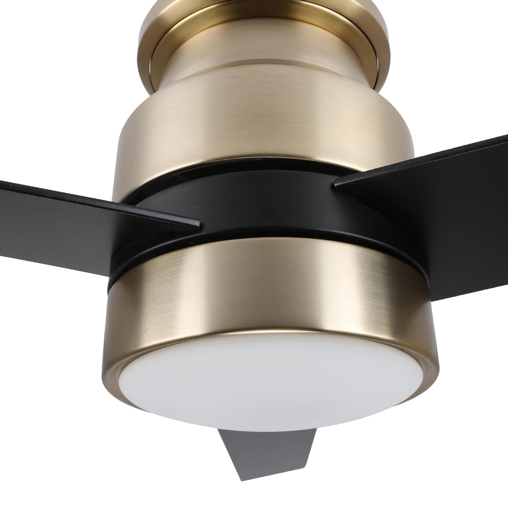 Smafan Ranger Smart Ceiling Fan blends elegantly into its surroundings while providing a cooling effect and strong airflow that large indoor living spaces need. Ranger’s energy-efficient LED light kit has 3000 lumens and lasts over 50000+ hours and its warm soft white light creates an inviting space. Ranger’s energy-efficient and completely silent motor provides a comfortable environment for any indoor spaces. #color_black-gold